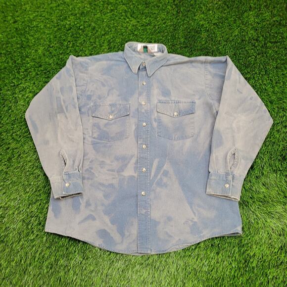 Vintage Winter-Run Button Shirt XL 23x27 Faded Blue Bleached - Picture 1 of 11